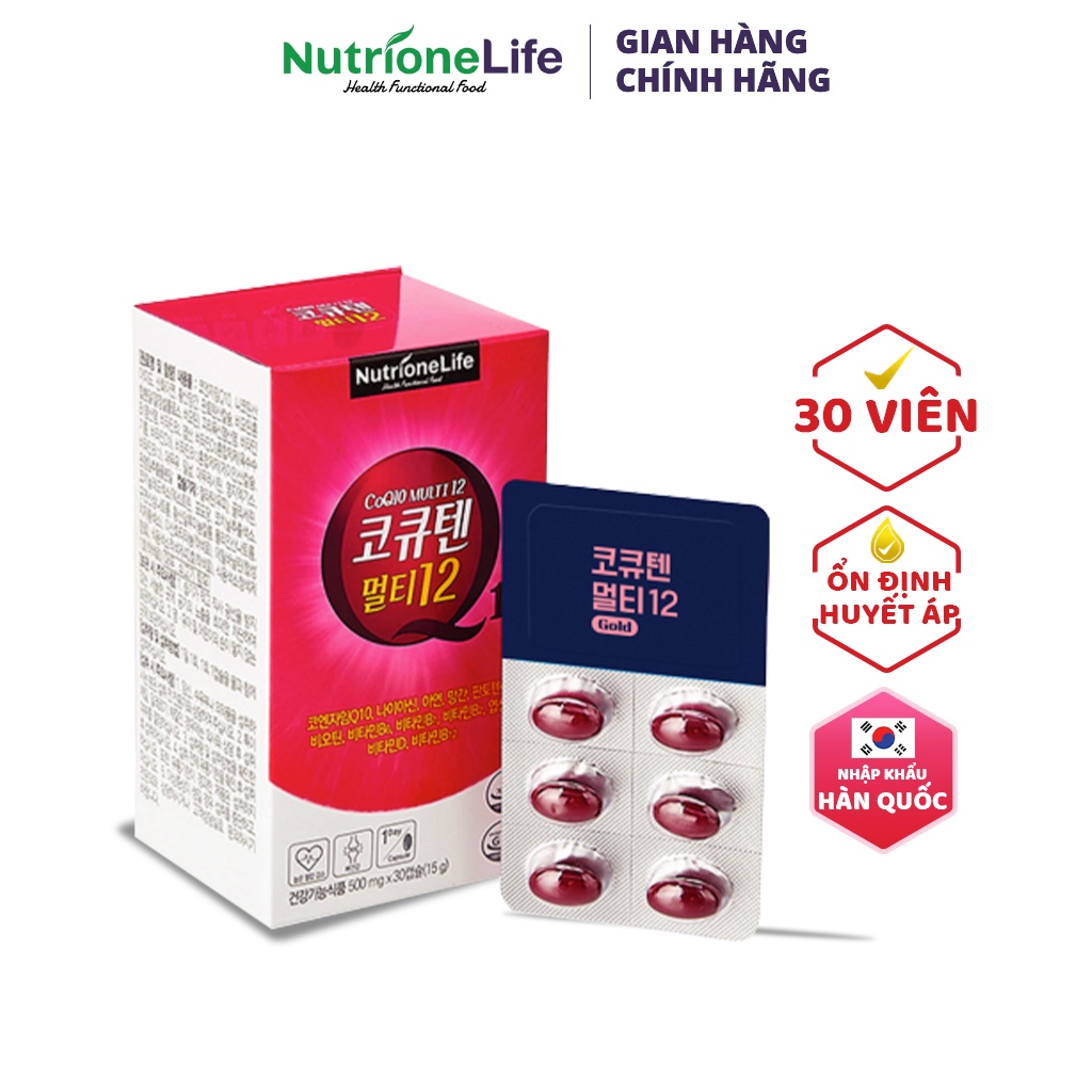 Viên Uống NUTRIONELIFE CoQ10 Multi 12 Hỗ Trợ Tim Mạch,Giúp Lưu Thông Máu, Ổn Định Huyết Áp Hàn Quốc 500mg x 30 Viên