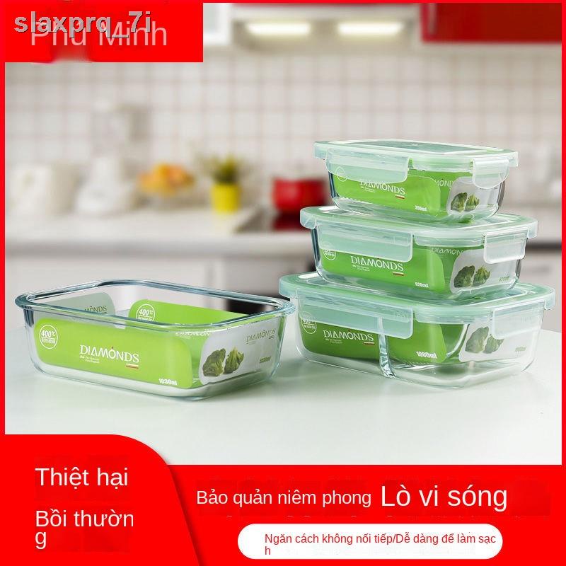 ๑▣Hộp cơm thủy tinh dung tích lớn lò vi sóng giữ nhiệt chuyên dụng tươi và sinh viên văn phòng dùng bữa