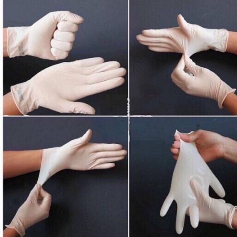 Set 8 chiếc Găng tay cao su Kanisha tự nhiên trắng, không bột hàng cao cấp