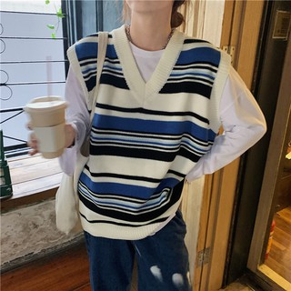 ORDER Áo len gile kẻ ngang