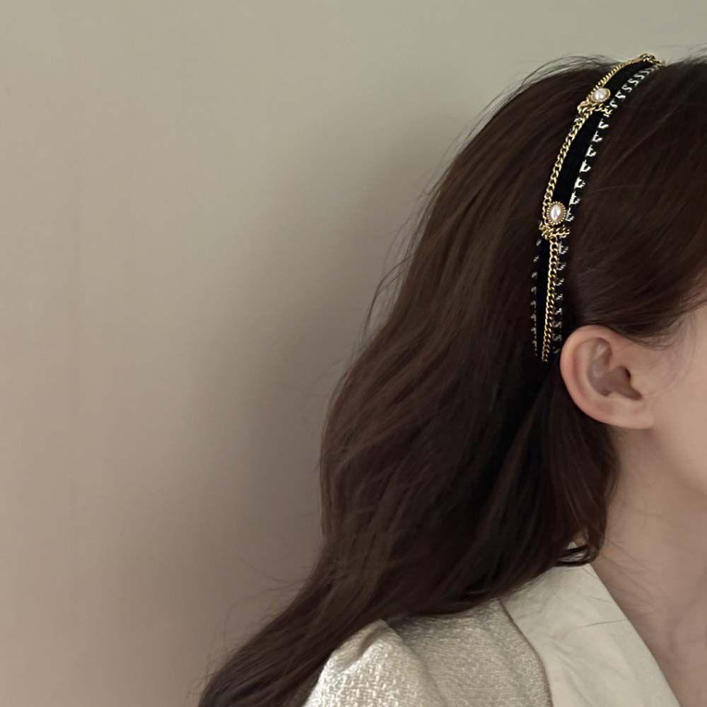 VANES1 Băng đô cài tóc rửa mặt Đính Ngọc Trai Thời Trang Dành Cho Nữ