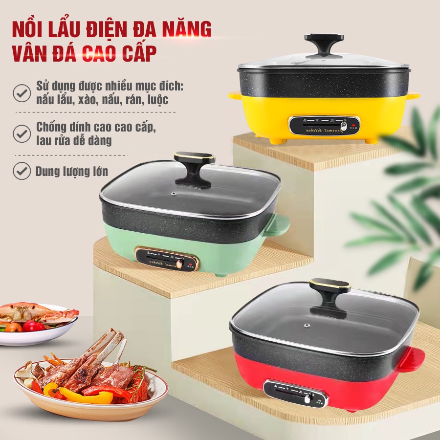 Nồi lẩu điện đa năng chống dính cao cấp HGJ-B30, Bếp lẩu nướng 4.5L, công suất 1200w