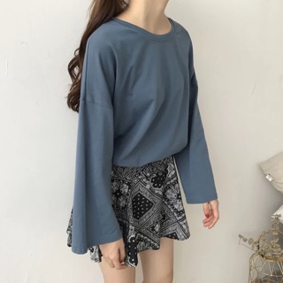Áo thun trơn tay dài basic (sẵn màu đỏ gạch)