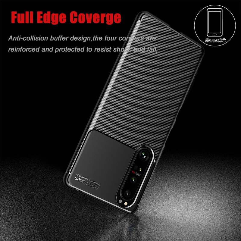 Ốp điện thoại TPU mềm sợi carbon cho Sony Xperia 1 10 5 Xperia1 Xperia10 III II