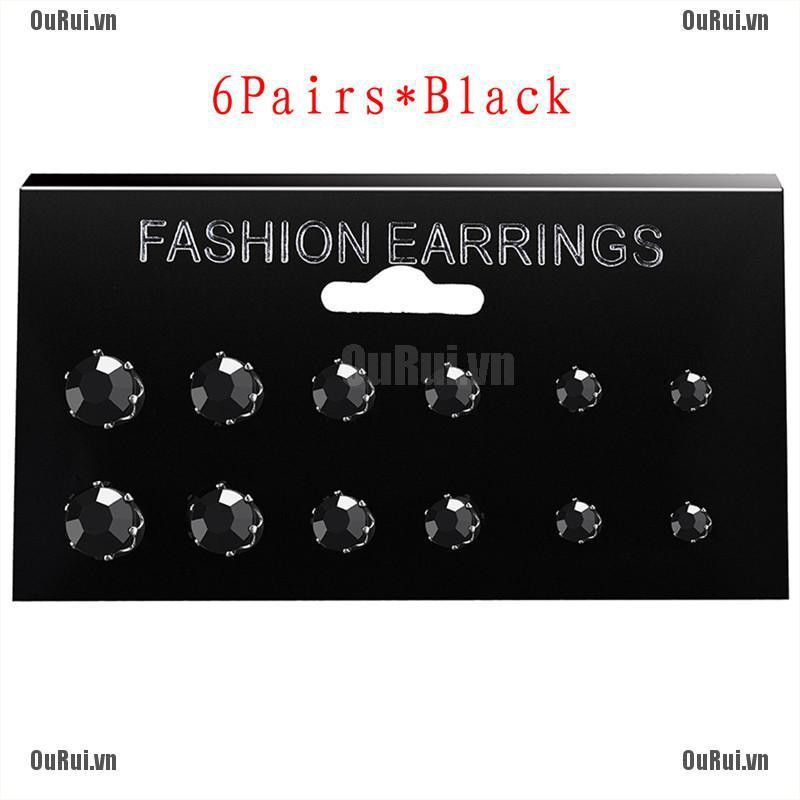 Set 6 / 12 Đôi Bông Tai Đính Đá Thời Trang Cho Nữ