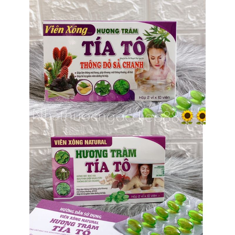 Viên xông tinh dầu Hương Tràm Tía Tô ( 2 vỉ x 10 viên)