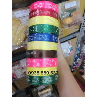 Dây Ruy Băng Vải 2cm Happy Birthday (Có Nhiều Màu)