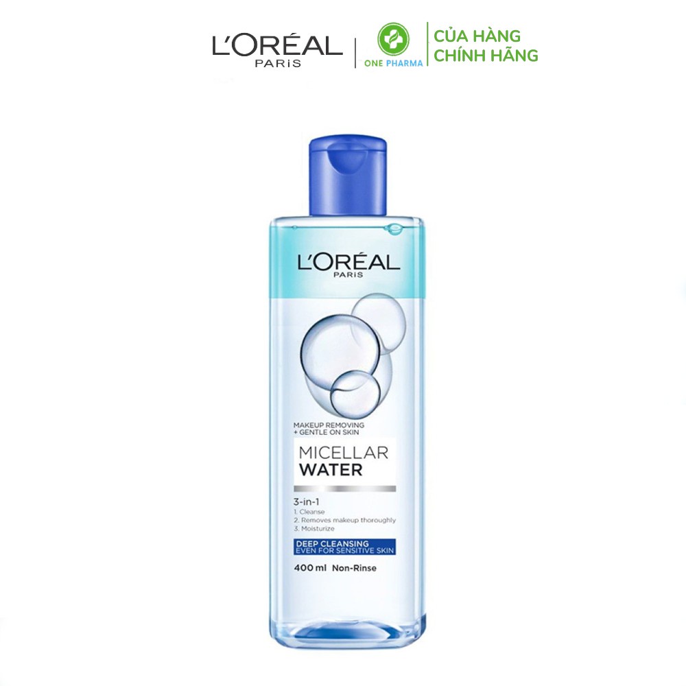 Nước tẩy trang L’OREAL 3 in 1 Micellar làm sạch sâu, mềm mịn da 400ml