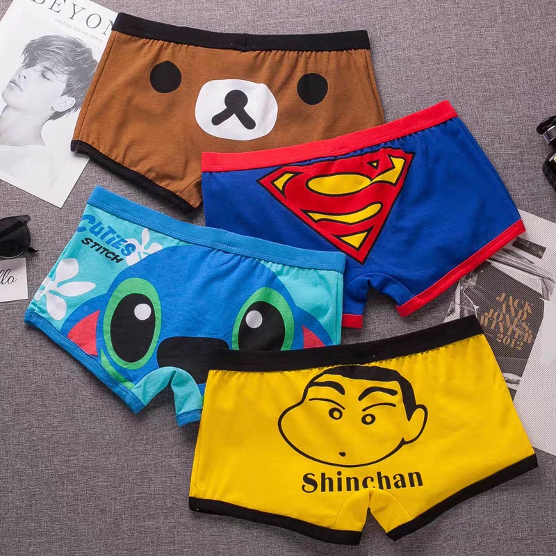 Quần Lót Boxer Cotton In Họa Tiết Hoạt Hình Spongebob Cho Nam