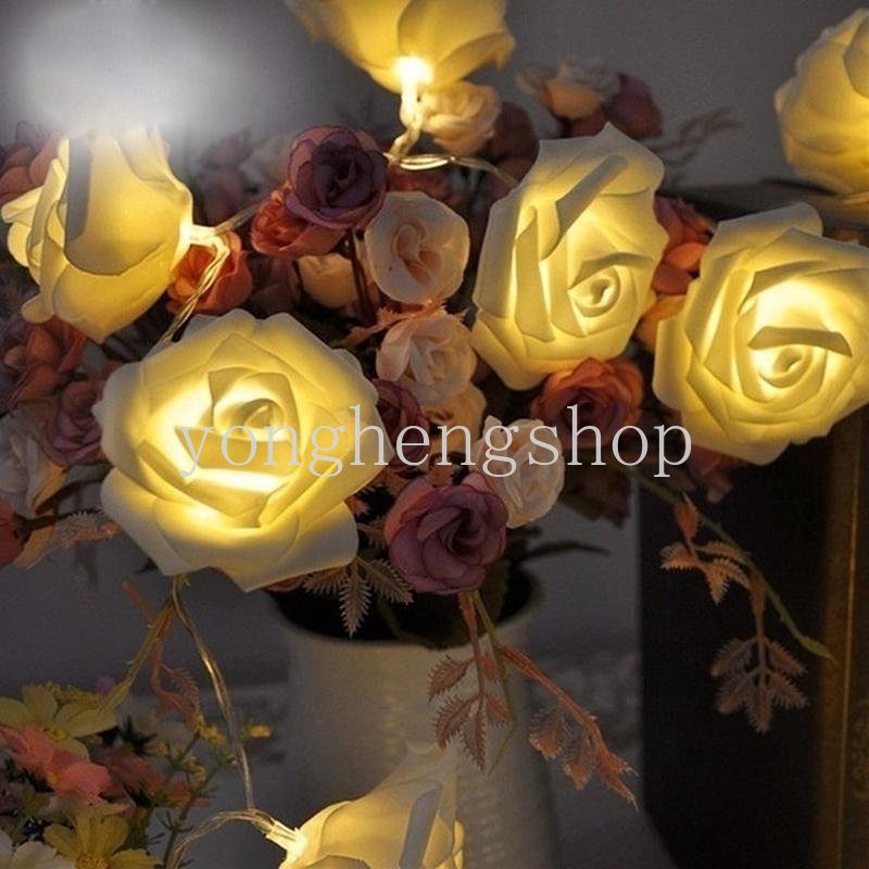 Dây Đèn LED 1.5M Hình Hoa Hồng Sử Dụng Pin Trang Trí Nhà Cửa
