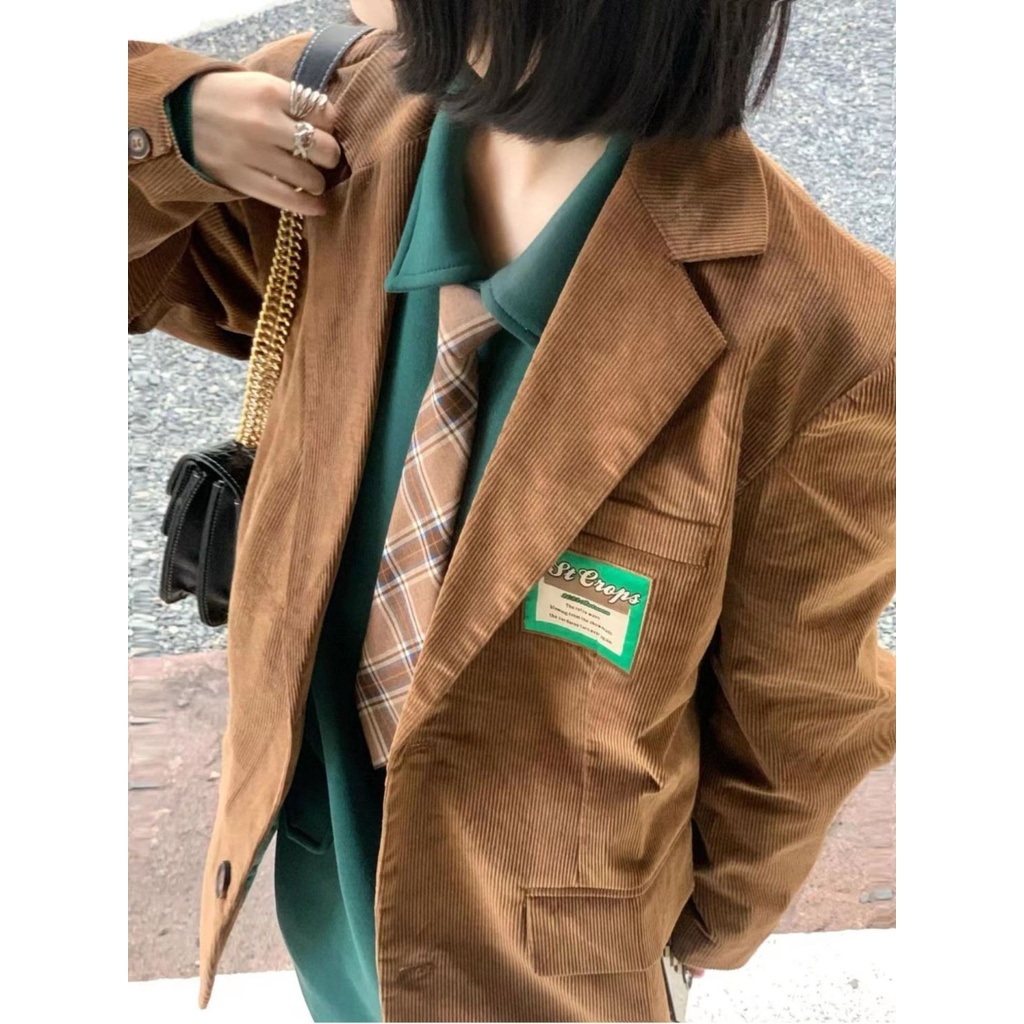 Áo Khoác Vest Dáng Rộng Chất Nhung Phong Cách Hong Kong Thời Trang Cao Cấp Cho Nữ