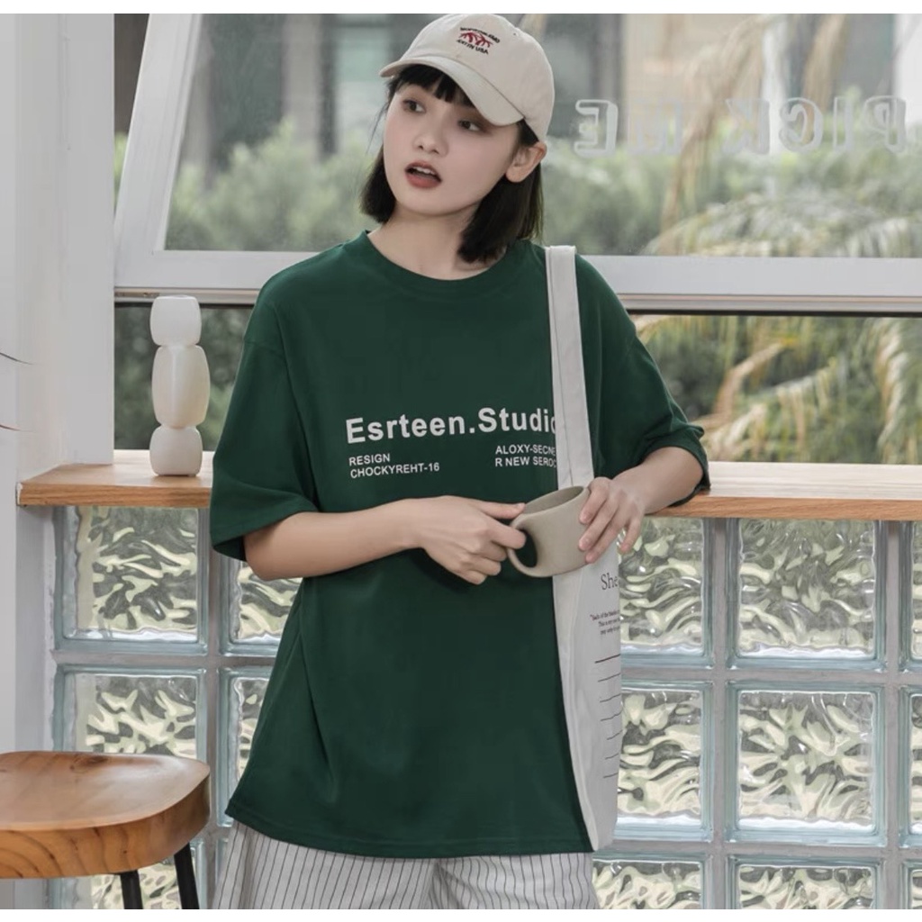 Áo phông nữ nam form rộng unisex tay lỡ chất liệu cotton in chữ esrteen.studio