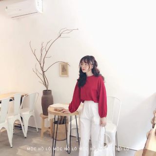 Sét bộ áo thụng tay bom mix quần bagy xuông trắng 3587_DNT