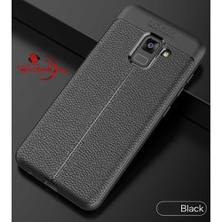 Ốp Lưng Silicon Cho Samsung A8 Plus - A8+ Vân Giả Da Auto Focus