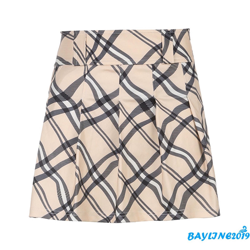 Áo Yếm Cổ Chữ V/Chân Váy Xếp Li Họa Tiết Sọc Ca Rô Quyến Rũ Dành Cho Nữ