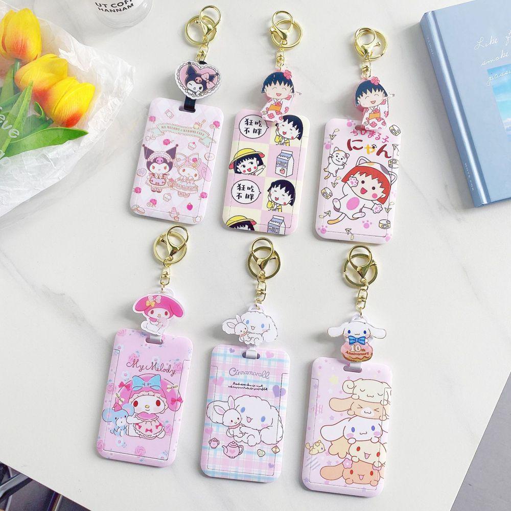 Ví Đựng Thẻ ID / Thẻ ID / Đồ Ăn Họa Tiết Hoạt Hình Maruko Cinnamon Kiểu Nhật Bản Kèm Móc Khóa