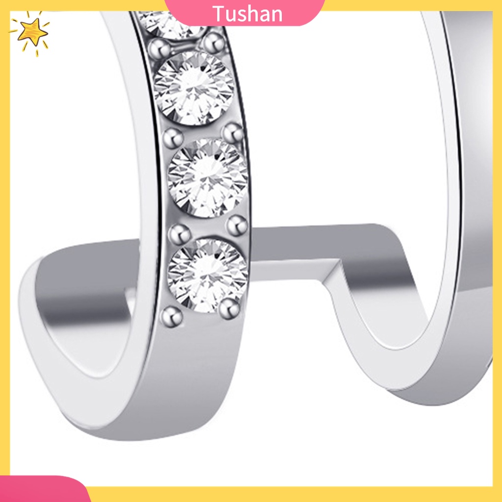 1 Khuyên Kẹp Vành Tai Chữ U Đính Đá Thời Trang