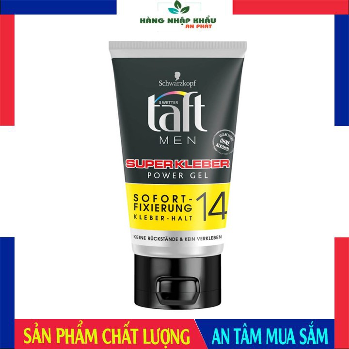 Keo vuốt tóc nam siêu cứng Taft Schwarzkopf Super Kleber 14, keo vuốt tóc nam giữ nếp tóc, 150 ml