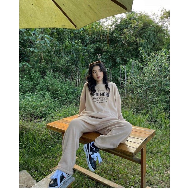 Set Nỉ Unisex  Đồ Bộ Nỉ WANTMORE cá tính Ulzzang🌸