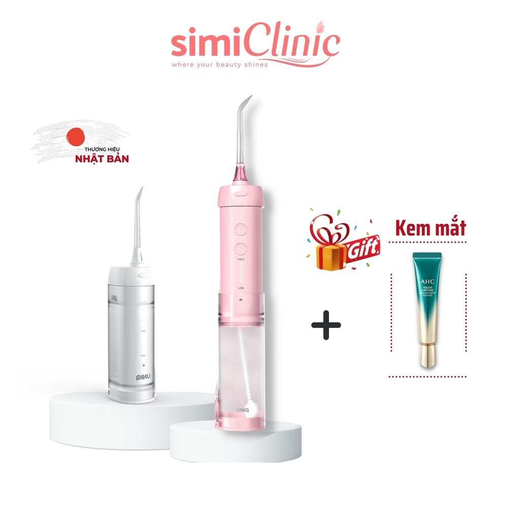 Tăm nước cầm tay UNIQ Smile F1 máy vệ sinh răng miệng mini xịt rửa làm sạch kẽ răng niềng cạo lưỡi Waterpik SIMI