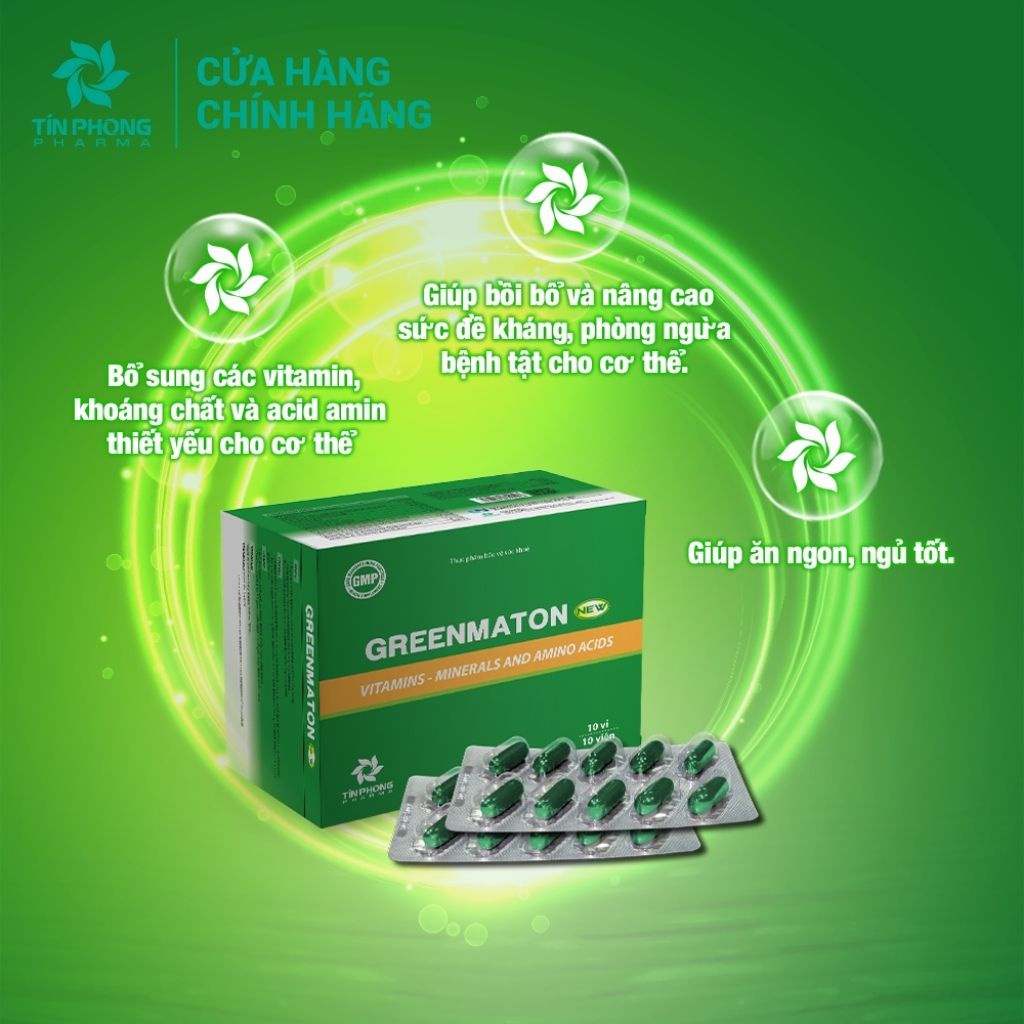 Viên Uống Bổ Sung Vitamin, Khoáng Chất Greenmaton Giúp Ăn Ngon, Ngủ Tốt Cải Thiện Sức Khỏe 100 Viên TTP008