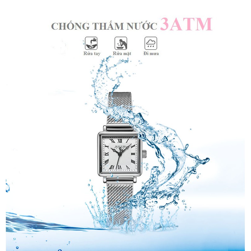 Đồng hồ nữ JS-031C JULIUS STAR kính sapphire hàn quốc dây thép (bạc)