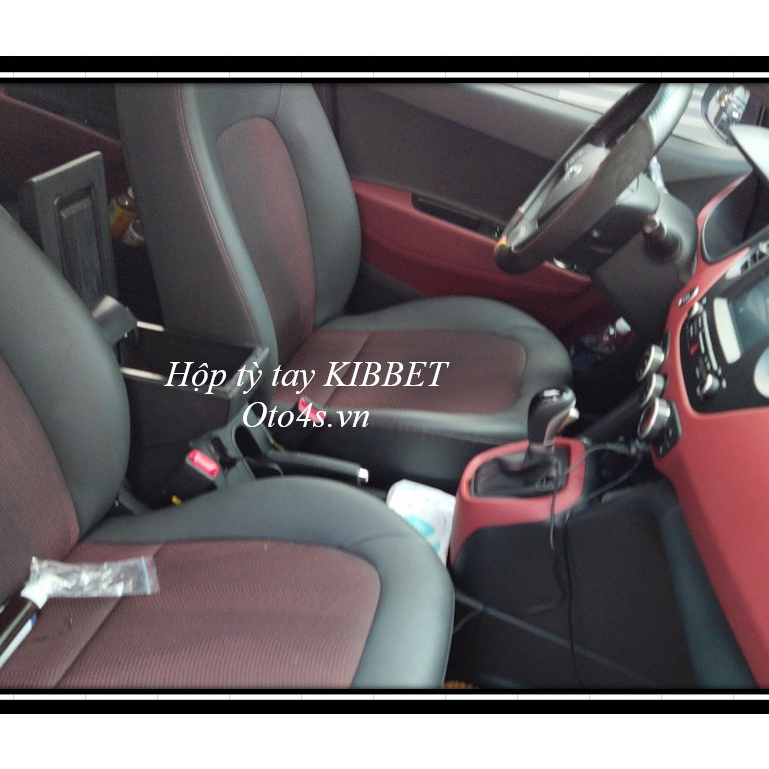 Hộp tỳ tay i10 tự lắp Kibbet loại 1490 thiết kế cắm trụ theo xe không khoan bắt vít có nắp trượt - OTO4S