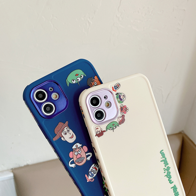 Disney Toy Story Cartoon Phone Case iPhone 11 12 Pro Max Metal Protection Camera Casing Side Pattern Soft Silicone Back Cover iPhone 7 8 Plus SE 2020 12 Mini X XS MAX XR