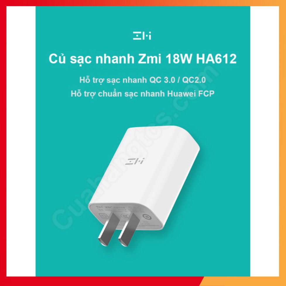 Củ sạc nhanh 18W Zmi xiaomi HA612 Cốc sạc nhanh Xiaomi