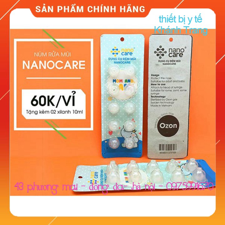 (Gía Sỉ ) Hộp 10 núm silicon đệm rửa mũi cho bé (tặng xilanh rửa mũi) mẫu mới