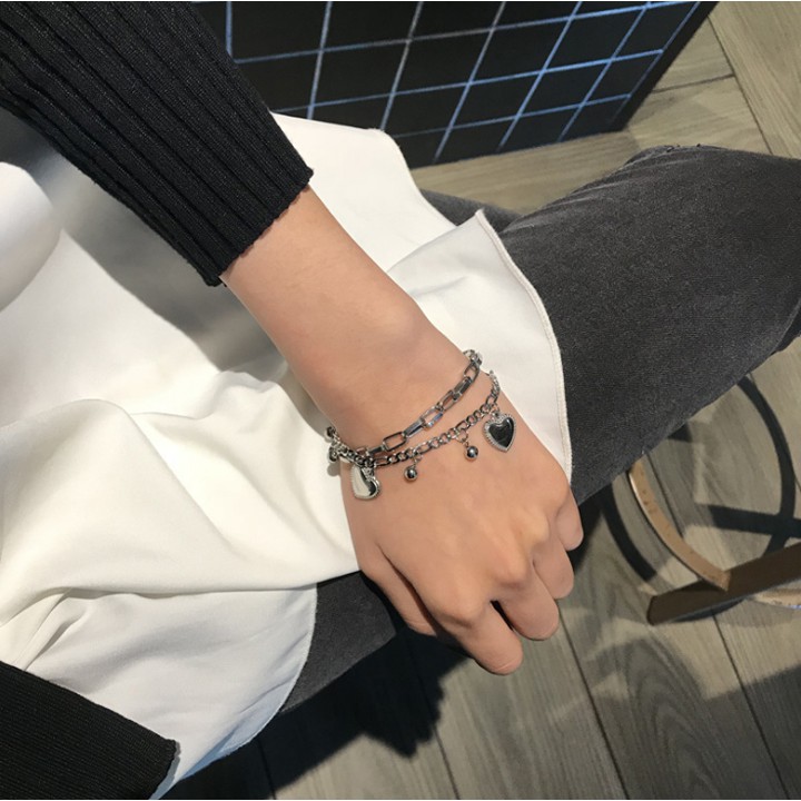 LẮC TAY TRÁI TIM THÉP TITAN KHÔNG GỈ PHONG CÁCH HIPHOP HÀN QUỐC TA138