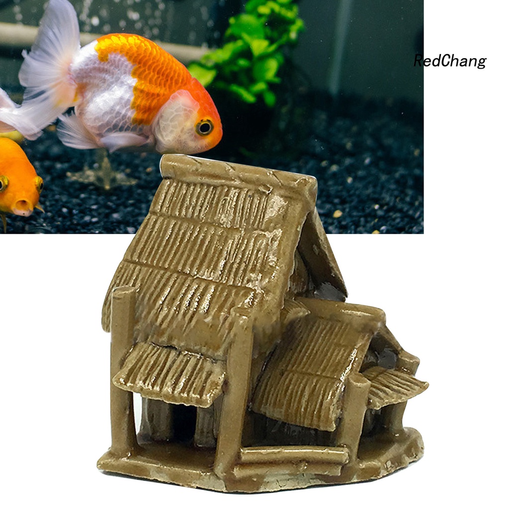 Aquarium Fountain Miniature Garden Ceramic Thatching Hut Fish Tank Decoration