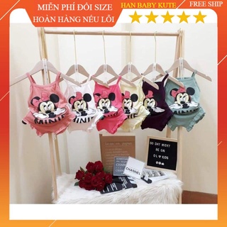 Combo 5 bộ hai dây thun mát mùa hè cho bé gái 7-18 kg