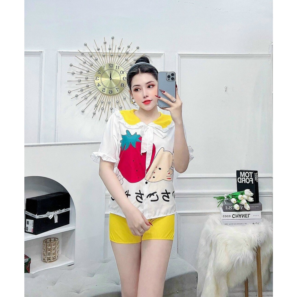 Set Bộ Đùi Pijama Cột Nơ Xinh Xắn Vải Kate Lụa Freesize Dưới 55kg Nguyên Khánh Store
