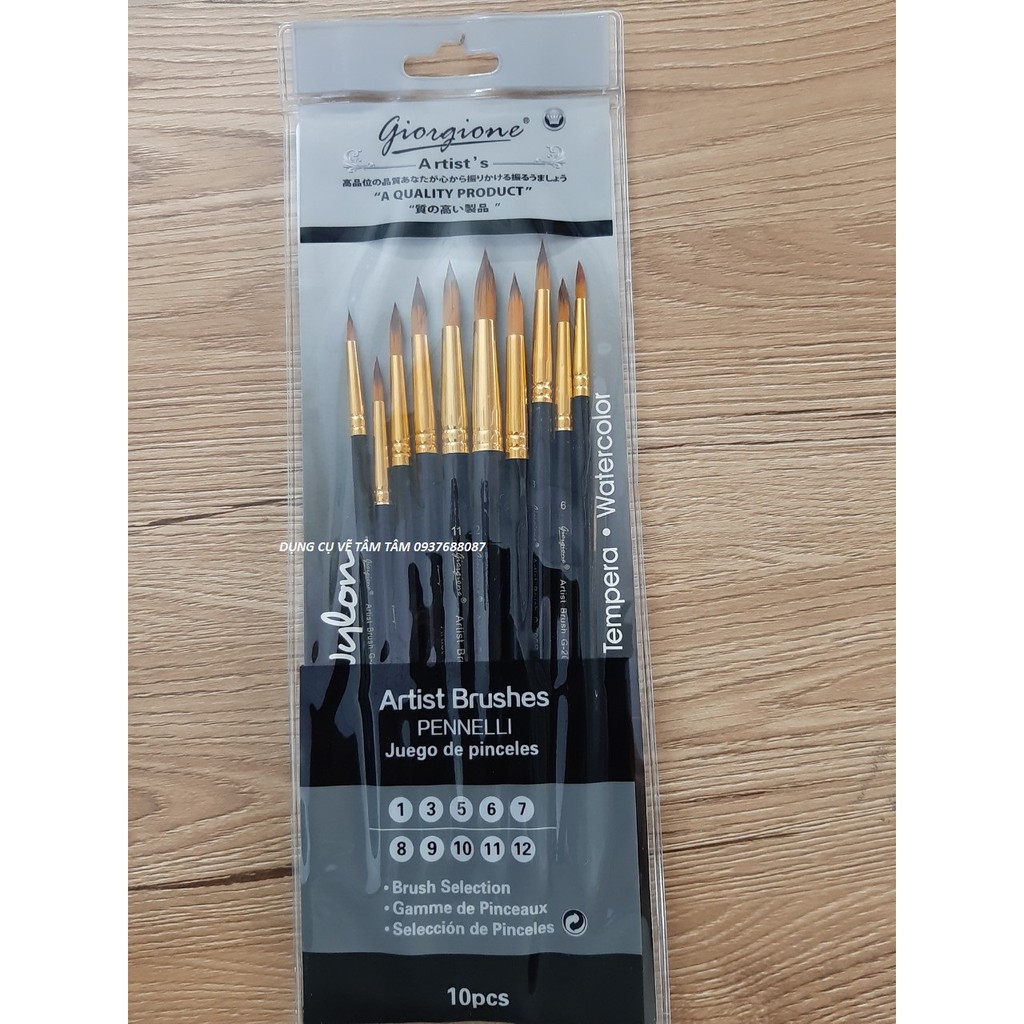 [ TÂM TÂM ] - Bộ cọ đầu tròn Giorgione G-200R (bộ 10 cây) - màu ngẫu nhiên