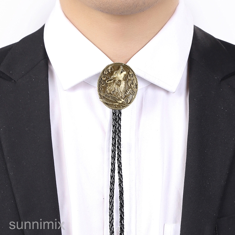 [Sunnimix] Vòng cổ Cao Bồi Bolas Rodeo Bootlace Hình Đầu Sói Sáng Tạo Kiểu Mỹ