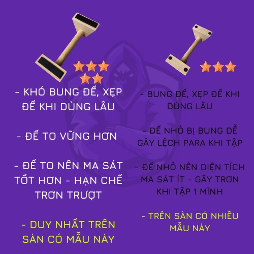 [SIÊU BỀN] Dụng cụ hít đất Parallettes 34cm có ĐẾ CHỐNG TRƠN TRƯỢT - M2