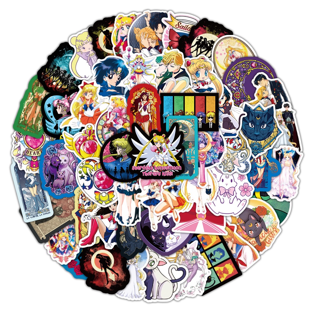 Set 100/50/25/10 Nhãn Dán Thủy Thủ Mặt Trăng Trang Trí Đa Năng
