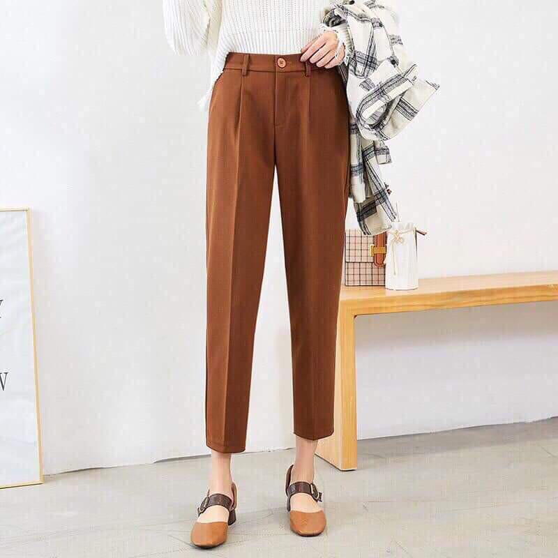 Quần tây công sở khóa trước_baggy công sở ko ly ống bằng_kèm ảnh thật M668