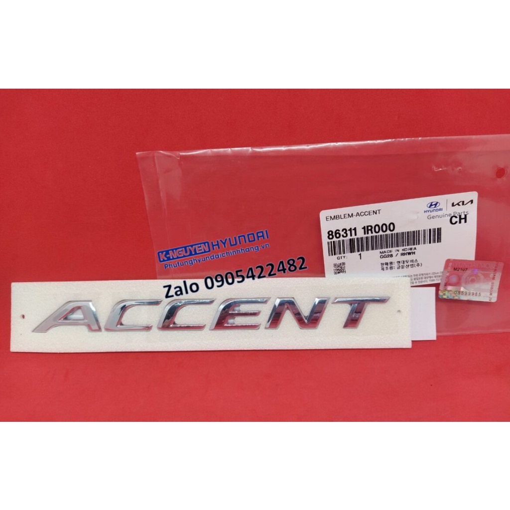 [Chính hãng] Logo chữ Accent dán cốp sau xe Hyundai Accent 2018, 2019, 2020 - Mã số: 863111R000