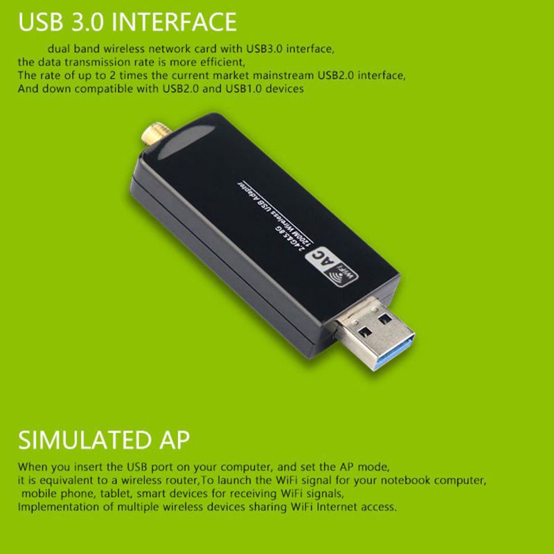 Ăng Ten Không Dây W50L-5Db 2.4g / 5g Wifi Usb3.0 Rtl8812Au Cho Laptop | BigBuy360 - bigbuy360.vn