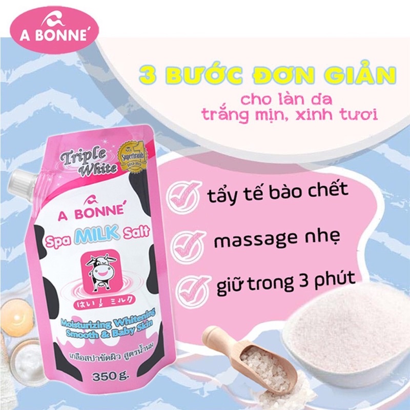 Muối tắm sữa bò A Bonne Spa Milk Salt 350g tẩy tế bào chết giúp da trắng sáng xuất xứ Thái Lan | BigBuy360 - bigbuy360.vn