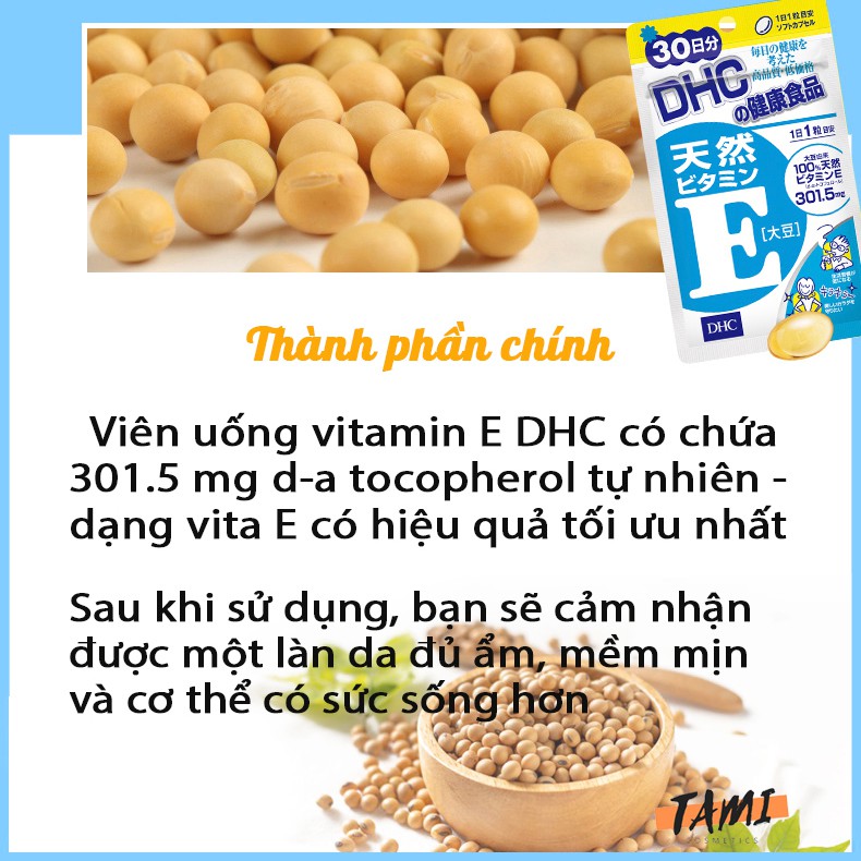 Viên uống Vitamin E DHC Nhật Bản giảm lão hoá làm đẹp da thực phẩm chức năng 30 ngày TM-DHC-E30