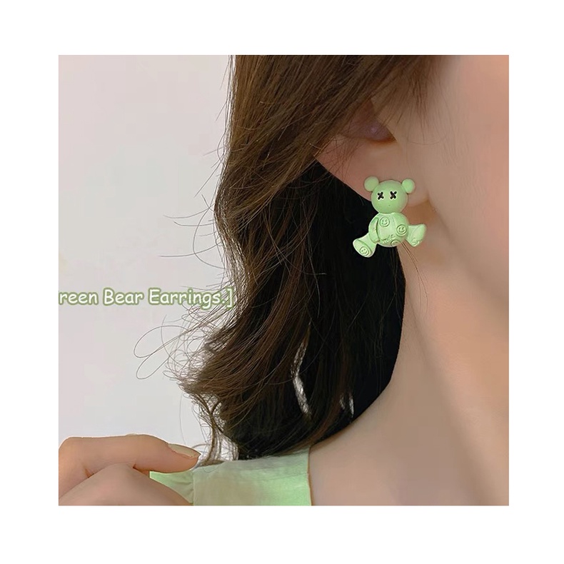 Khuyên Tai Hàn Quốc Hình Bông Hoa Màu Xanh Lá Mới 2023