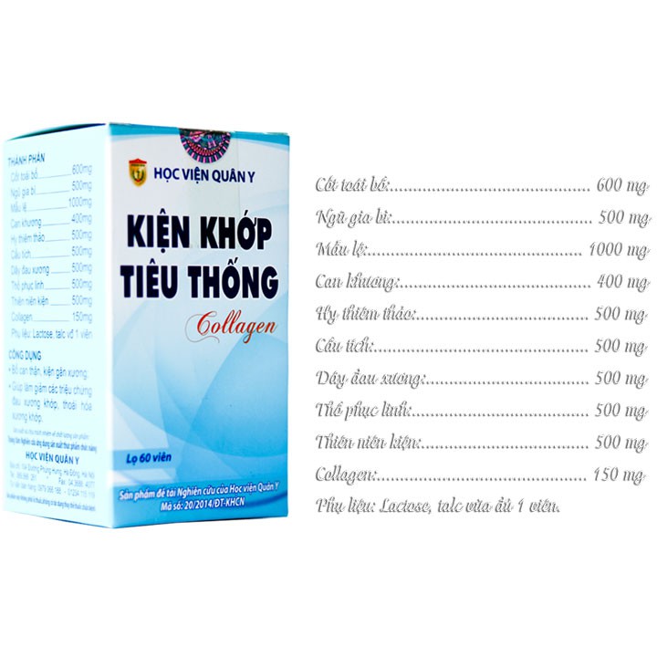 Kiện Khớp Tiêu Thống Collagen Học Viện Quân Y Hộp 60 Viên