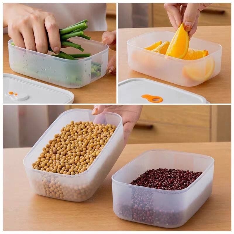 Hộp Lạnh Đựng Thực Phẩm, Hộp Nhựa Đựng Thức Ăn Nắp Silicon Bộ 3