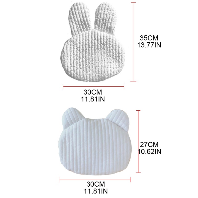 Gối phẳng chất liệu cotton tinh khiết hình thỏ/gấu thoáng khí dễ thương cho trẻ sơ sinh
