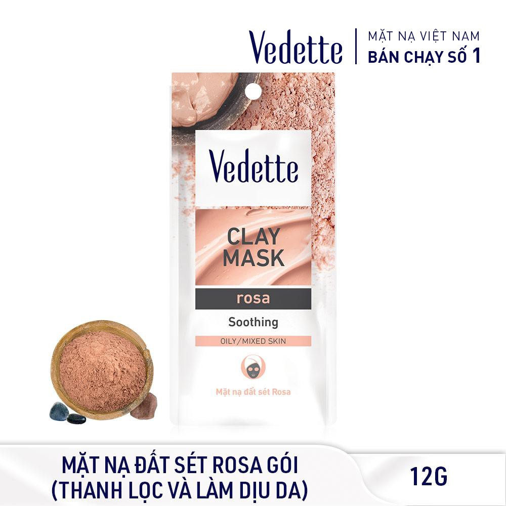 Mặt Nạ Đất Sét Rosa 12g VEDETTE - THANH LỌC & LÀM DỊU DA