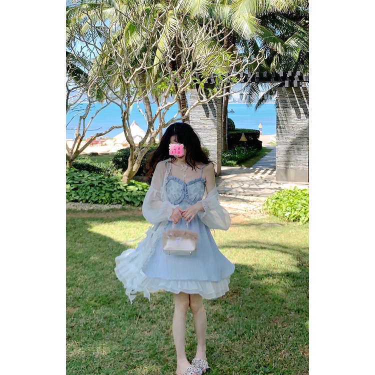 Đầm Hai Dây Thắt Nơ Phong Cách Pháp Thời Trang Mùa Hè Mới Dành Cho Nữ 2022