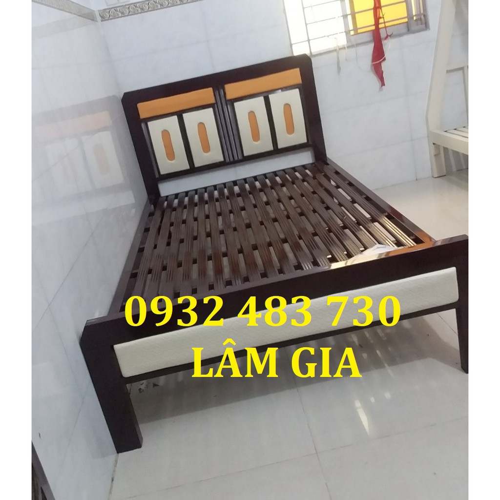 Giường sắt kiểu gỗ khung sắt 48 1m2x2m Freeship